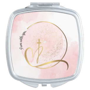 Pink and Gold Compact Mirror