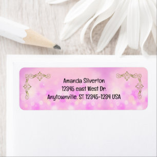 Pink and Gold Company Logo Return Address Label