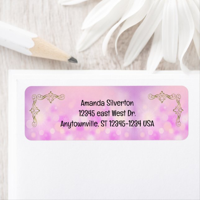 Pink and Gold Company Logo Return Address Label (Insitu)