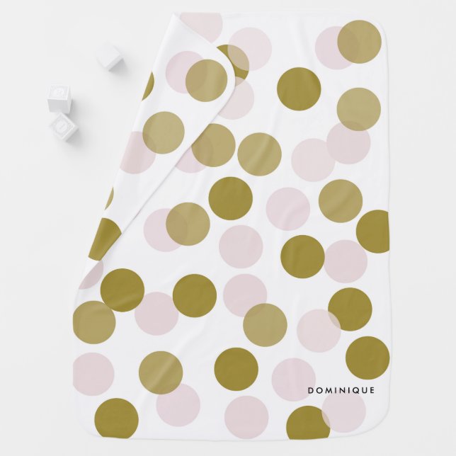 Pink and Gold Confetti Bokeh Pattern Personalized Receiving Blanket (In Situ)