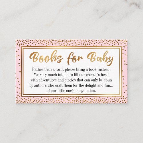 Pink and Gold Confetti Book Request Insert Cards