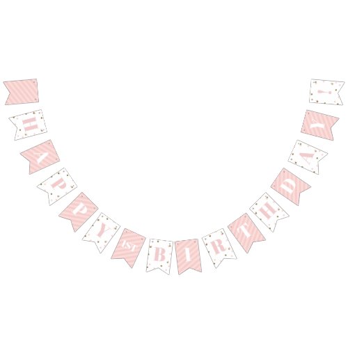 Pink and Gold Confetti First Birthday Banner