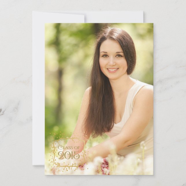 Pink and Gold Confetti Graduation Announcement (Front)