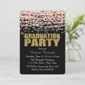 Pink and Gold Confetti Graduation Party Invitation (Standing Front)