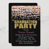 Pink and Gold Confetti Graduation Party Invitation (Front/Back)