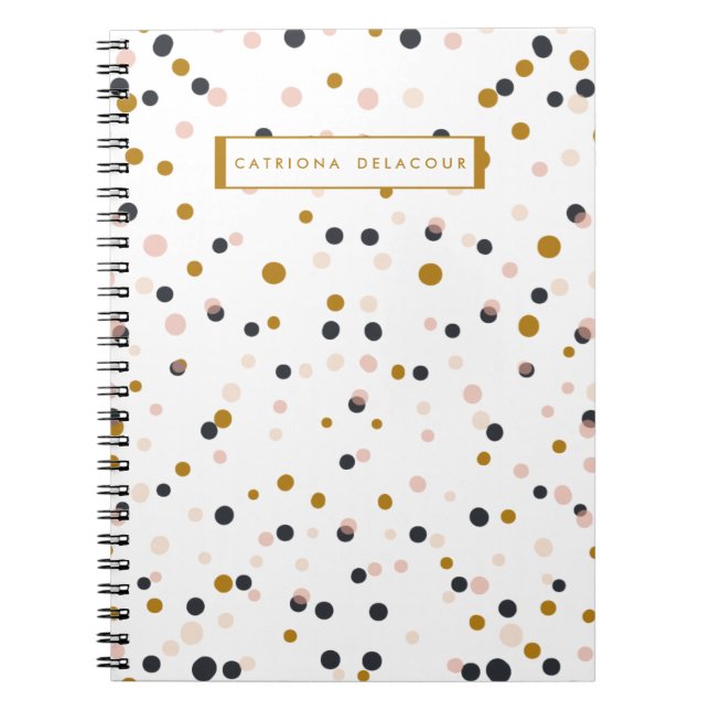 Pink and Gold Confetti Personalized Notebook (Front)