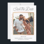 Pink and Gold Confetti Photo Save the Date Card<br><div class="desc">Announce your wedding day to family and friends with this customizable photo save the date announcements. This modern save the date announcement features pink watercolor brushstrokes and faux gold confetti with a retro script.</div>