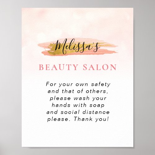 pink and gold covid 19 safety measures poster
