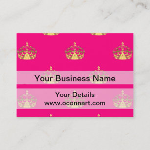 Pink and gold crown pattern business card