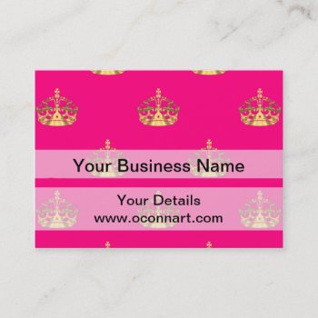 Pink And Gold Crown Pattern Business Card by Patternzstore at Zazzle