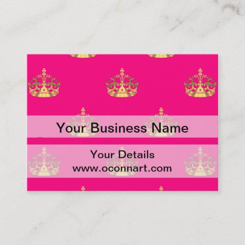 Pink and gold crown pattern business card