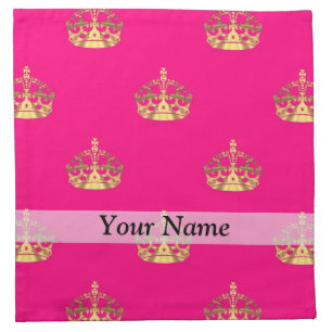 Pink and gold crown pattern cloth napkin