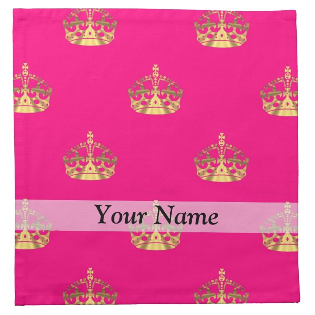 Pink and gold crown pattern cloth napkin (Front)