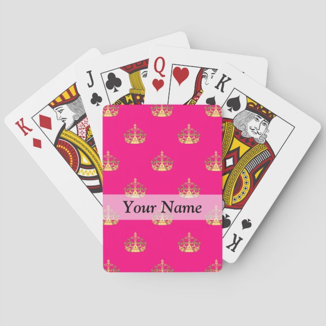 Pink and gold crown pattern poker cards (Back)