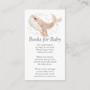 Pink And Gold Cute Whale Books For Baby Shower Enc Enclosure Card by WittyPrintables at Zazzle