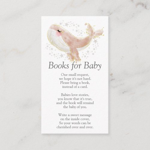 Pink and Gold Cute Whale Books for Baby Shower Enc Enclosure Card