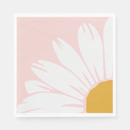 Pink and Gold Daisy Lunch Napkins