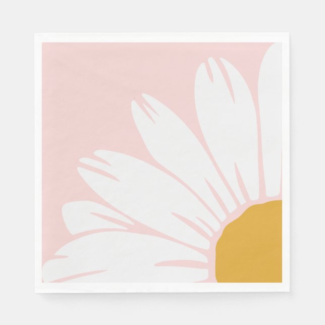 Pink and Gold Daisy Lunch Napkins (Front)