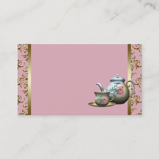 Customizable Pink and Gold Damask Business Card Template