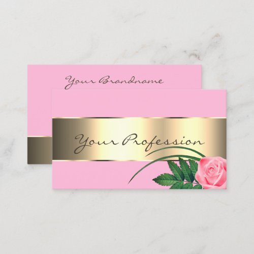 Pink and Gold Decor Cute Rose Flower Modern Floral Business Card