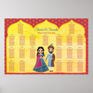 Pink and gold design border indian wedding foam bo poster