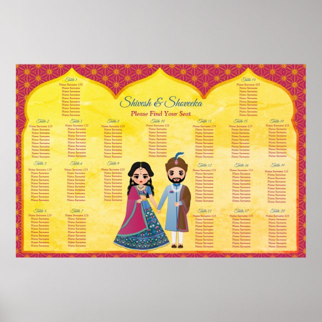 Pink and gold design border indian wedding foam bo poster (Front)