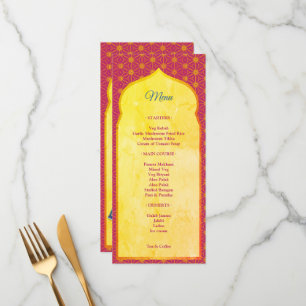 Pink and gold design border indian wedding  menu