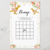Pink and Gold Dino Watercolor Bingo Game (Front)