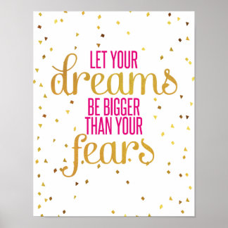 Pink and Gold Dreams Inspirational Quote Poster