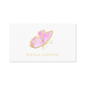 Pink and Gold Elegant Butterfly Business Card