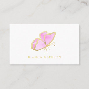 Pink and Gold Elegant Butterfly Business Card