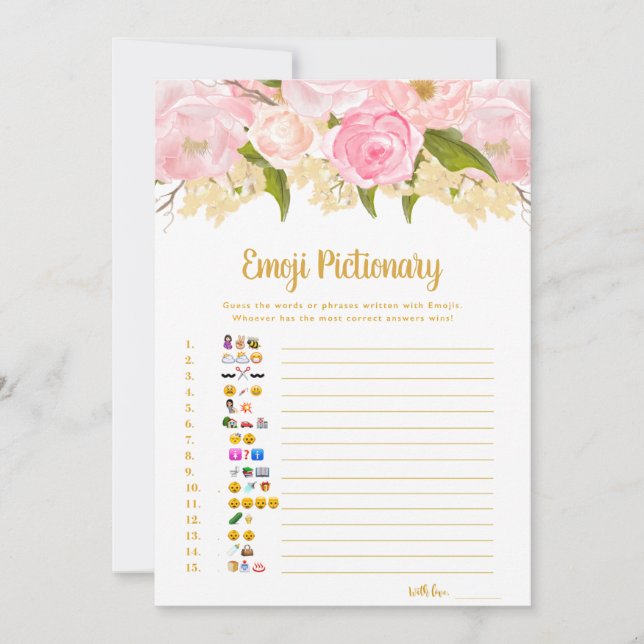 Pink And Gold Emoji Pictionary Baby Shower Games Invitation (Front)