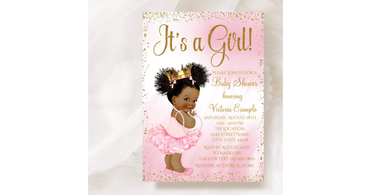 Pink and Gold Ethnic Princess Baby Shower Invitation | Zazzle