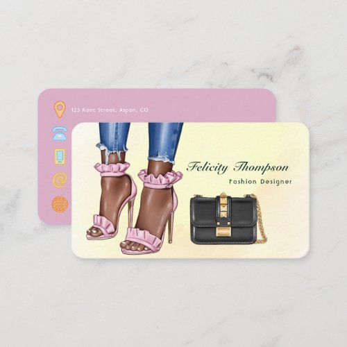 Pink and Gold Fashion Designer QR Code Business Ca Business Card