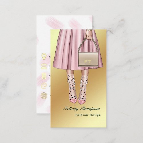 Pink and Gold Fashion Rag Trade QR Code Business Card