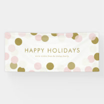 PInk and Gold Festive Confetti Dots Happy Holidays Banner