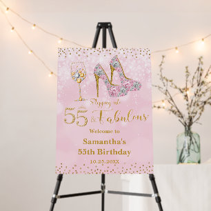 Pink and Gold Fifty Five & Fabulous 55th Birthday  Foam Board