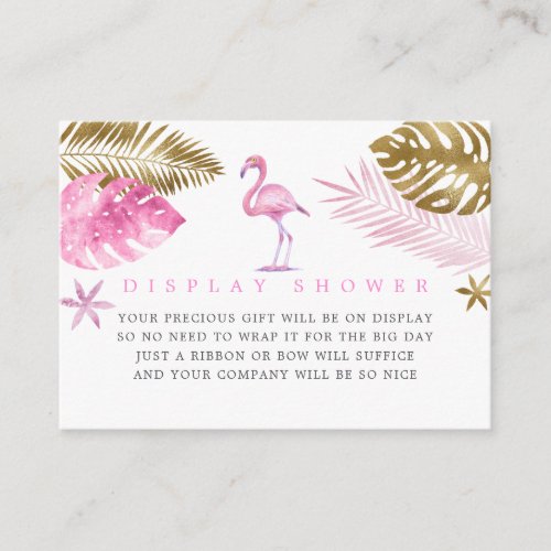 Pink and Gold Flamingo Baby Shower Display Shower Enclosure Card