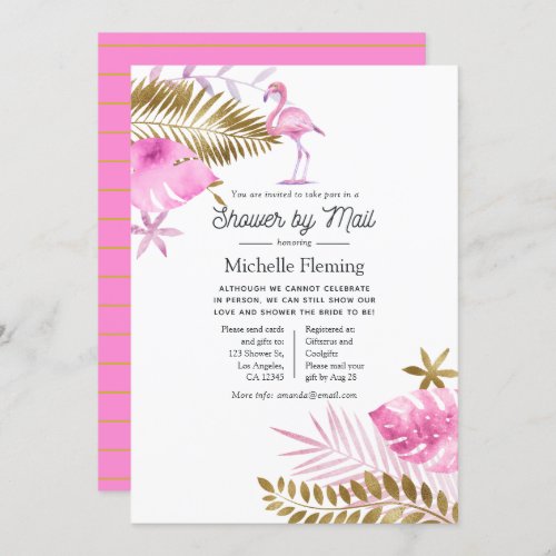 Pink and Gold Flamingo Bridal Shower by Mail Invitation