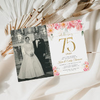 Pink and Gold Floral 75th Anniversary