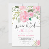 Pink and gold floral baby sprinkle girl invitation (Front)