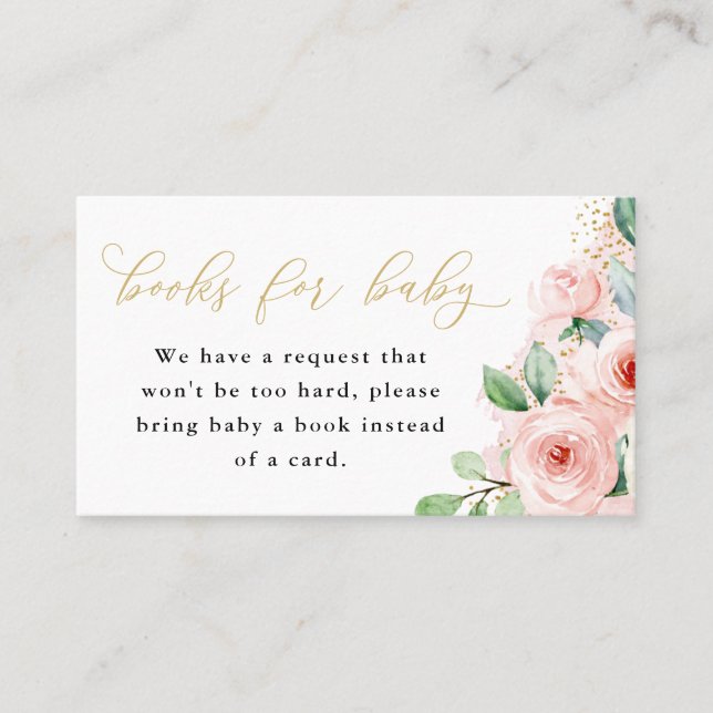 Pink and Gold Floral Books for Baby Enclosure Card (Front)