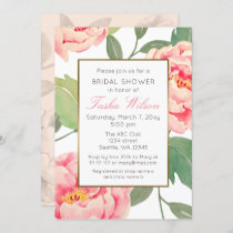 Pink and Gold Floral botanical bridal shower Invitation