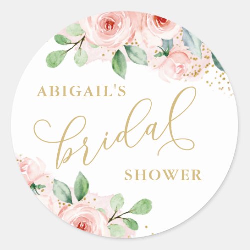 Pink and Gold Floral Bridal Shower Favor Tags