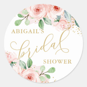 Pink and Gold Floral, Bridal Shower Favor Tags