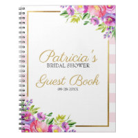 Pink and Gold Floral Bridal Shower Guest Book