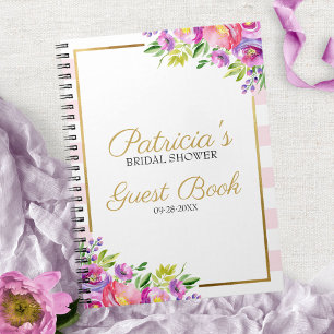 Pink and Gold Floral Bridal Shower Guest Book