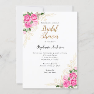 Pink and Gold Floral Bridal Shower Invitation