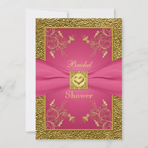 Pink and Gold Floral Bridal Shower Invitation