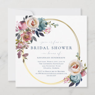 Pink and Gold Floral Bridal Shower Invitation
